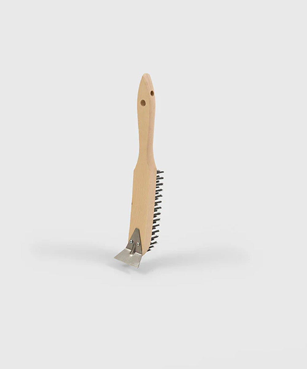 Traditional Wire Scratch Brush With Scraper - Stiff